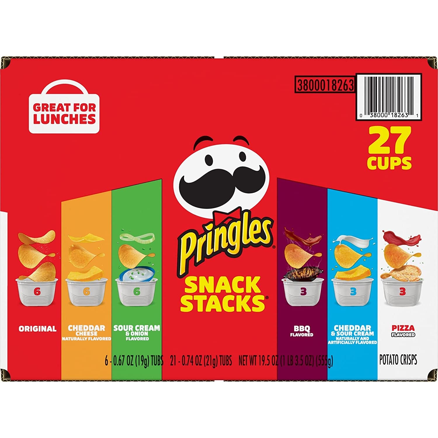 Potato Crisps Chips, Snack Stacks, Lunch Snacks, Office and Kids Snacks, Variety Pack (27 Cups)