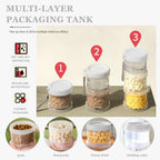 2025 Upgraded Airtight Dog Treat Container, Leak-Proof Stackable Pet Food Jar 2/3/4 Layers, Portable with Lanyard for Outdoor, Travel, Training & Home, Food-Grade PP (White)
