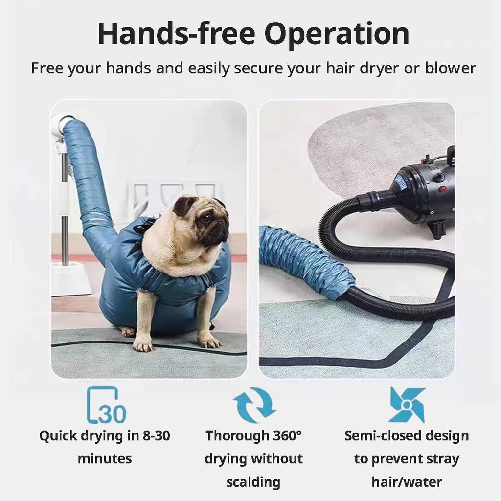 Dog Drying Bag – Quick Dry Pet Hair Drying Suit for Small Medium Large Dogs and Cats, 360° Air Circulation Grooming Accessory for Blow Drying (Small)