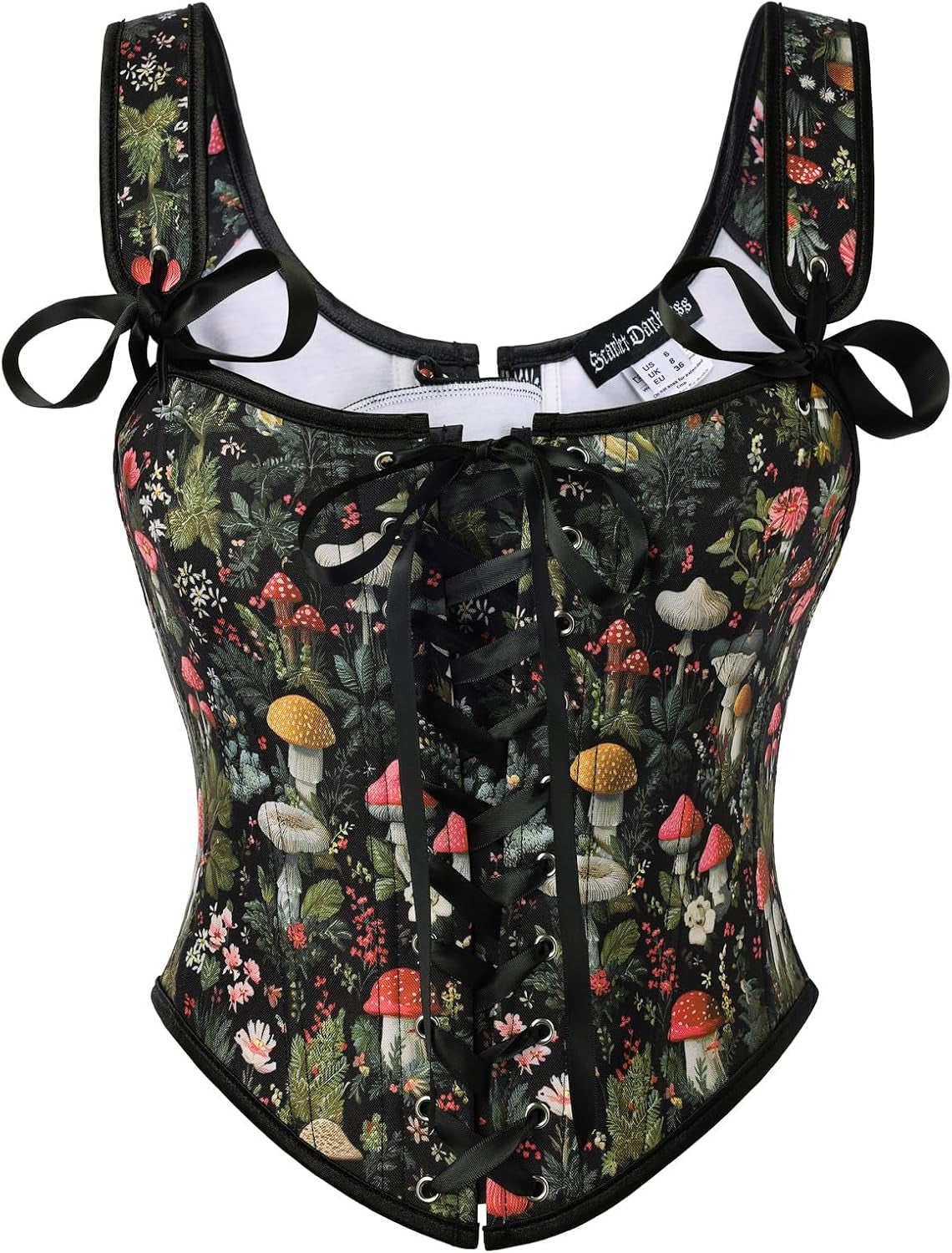 Corset Tops for Women Renaissance Corset Floral Lace-Up Vintage Overbust Bustier Bodice