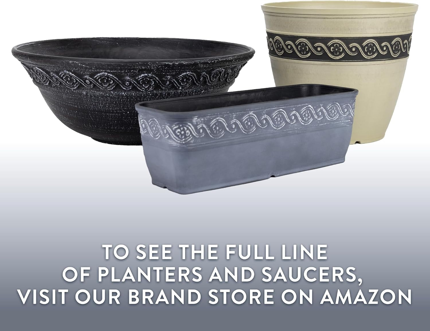 Classic Home and Garden by Growscape Corinthian Planter Pot (8" Storm Gray) | Classic Resin Plant Pots, Lightweight Indoor Outdoor Planter, Weather-Resistant, Great for Patio, Home & Garden Decor Accent