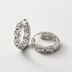 Sterling Silver Byzantine Hoop Earrings