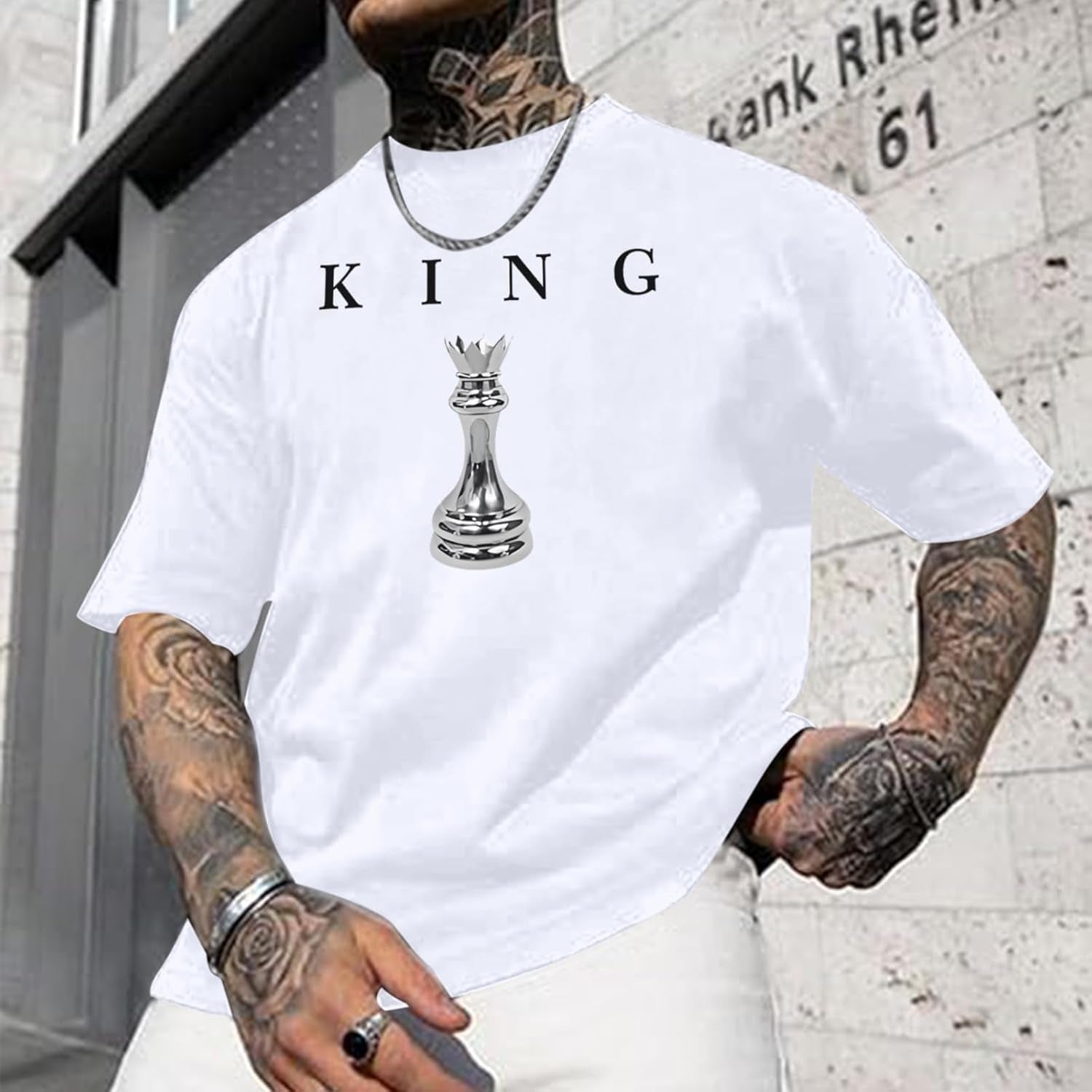 Men'S King Chess Shirt Graphic Tees Designer Printed T Shirts for Men Urban Letter T-Shirt Streetwear