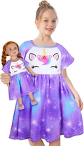 Doll & Girl Matching Nightgown for 18" Doll Clothes Accessories | Doll Not Included, Doll Clothes for 18 Inch Dolls, Birthday Christmas Gift, Soft Breathable Stretch Fabric, Knee Length