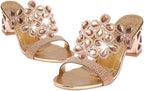 Sparkly Rhinestone Sandals for Women,Fashion Flip Flops Open Toe High Heel Pump Sandals,Casual Block Heel Sandal