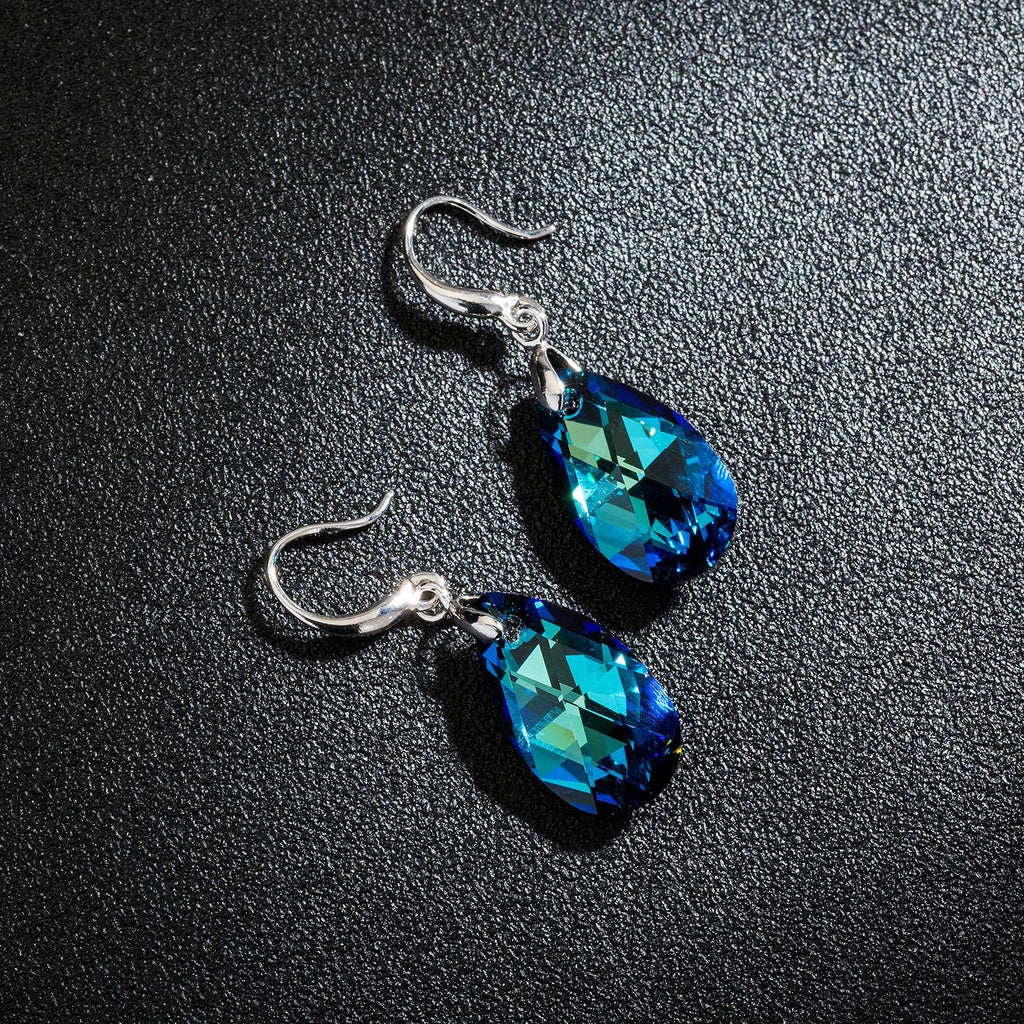 Austrian Crystal Teardrop Dangle Hook Earrings for Women 14K Gold Plated Hypoallergenic Jewelry
