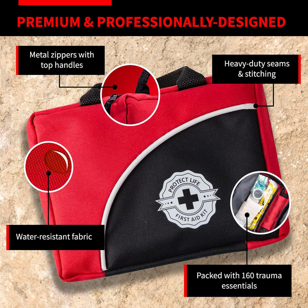 Survival First Aid Kit for Home/Business, Camping Kits 160Pcs | Mini Travel First Aid Kit | Camping Equipment | Small Kits for Car | Outdoor Emergency Survivals Pack - 160Pcs