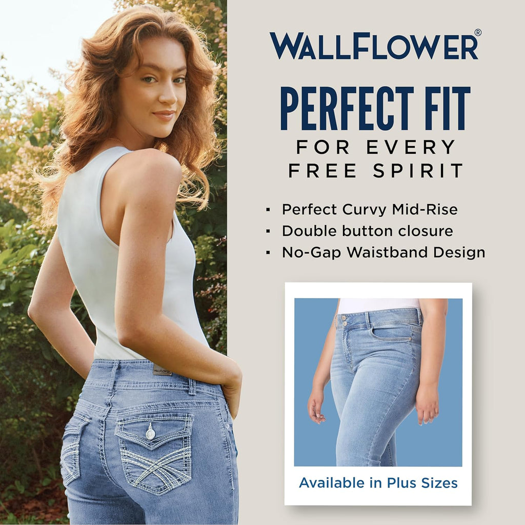 Luscious Curvy Bootcut Jeans for Women, Mid-Rise Insta Stretch Denim, Size-Inclusive Juniors Jeans