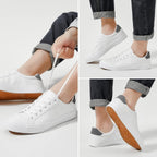 Mens White Tennis Shoes PU Leather Sneakers for Men | Water Resistant,Slip Resistant,Easy Clean,Easy Match,Soft
