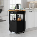 Kitchen Island Cart with Storage,Rolling Kitchen Island Side Table on Wheels with Worktop,Single Door Storage Cabinet and Drawer for Kitchen,Dinning Room, Black