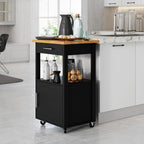 Kitchen Island Cart with Storage,Rolling Kitchen Island Side Table on Wheels with Worktop,Single Door Storage Cabinet and Drawer for Kitchen,Dinning Room, Black