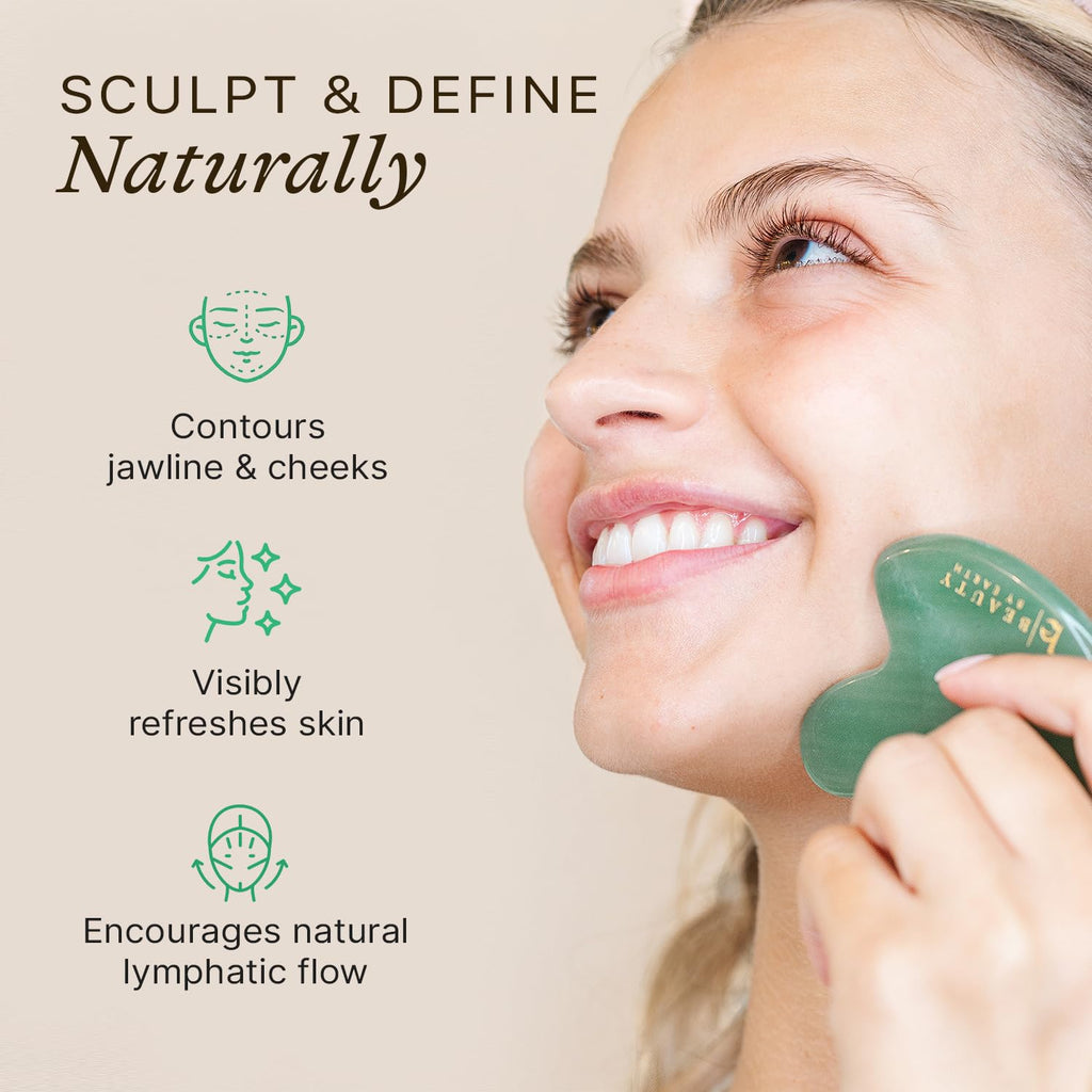 Jade Gua Sha Facial Tools - Face Sculpting & Massager Tool for Lymphatic Drainage & Jawline Sculpting, Guasha Tool for Face, Eye Depuffer Skin Care Tools