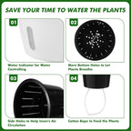 6.7 Inch Self Watering Pots for Indoor Plants, 4 Packs African Violet Pots with Indicator, Black Wick Pot with Drainage Holes, Self Watering Planters for Orchid, Devil'S Ivy, White