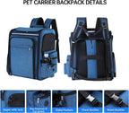 Cat Carrier Backpack for Travel,Dog Carrier Backpack for Large Cat, Small Dogs,Puppies up to 20 Lbs,Expandable Cat Backpack for Outdoor Hiking,Pet Carrier Backpack,Cat Backpack Carrier (Blue)