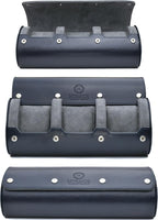 Watch Case Travel Organizer - Watch Roll Case - 3 Watch Case Display Storage - Watches Accessory Gift - Midnight Blue Leather
