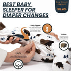 – Zipper Organic Sleeper Footed Onesies Sleeper Baby Pajamas with Inseam Zipper