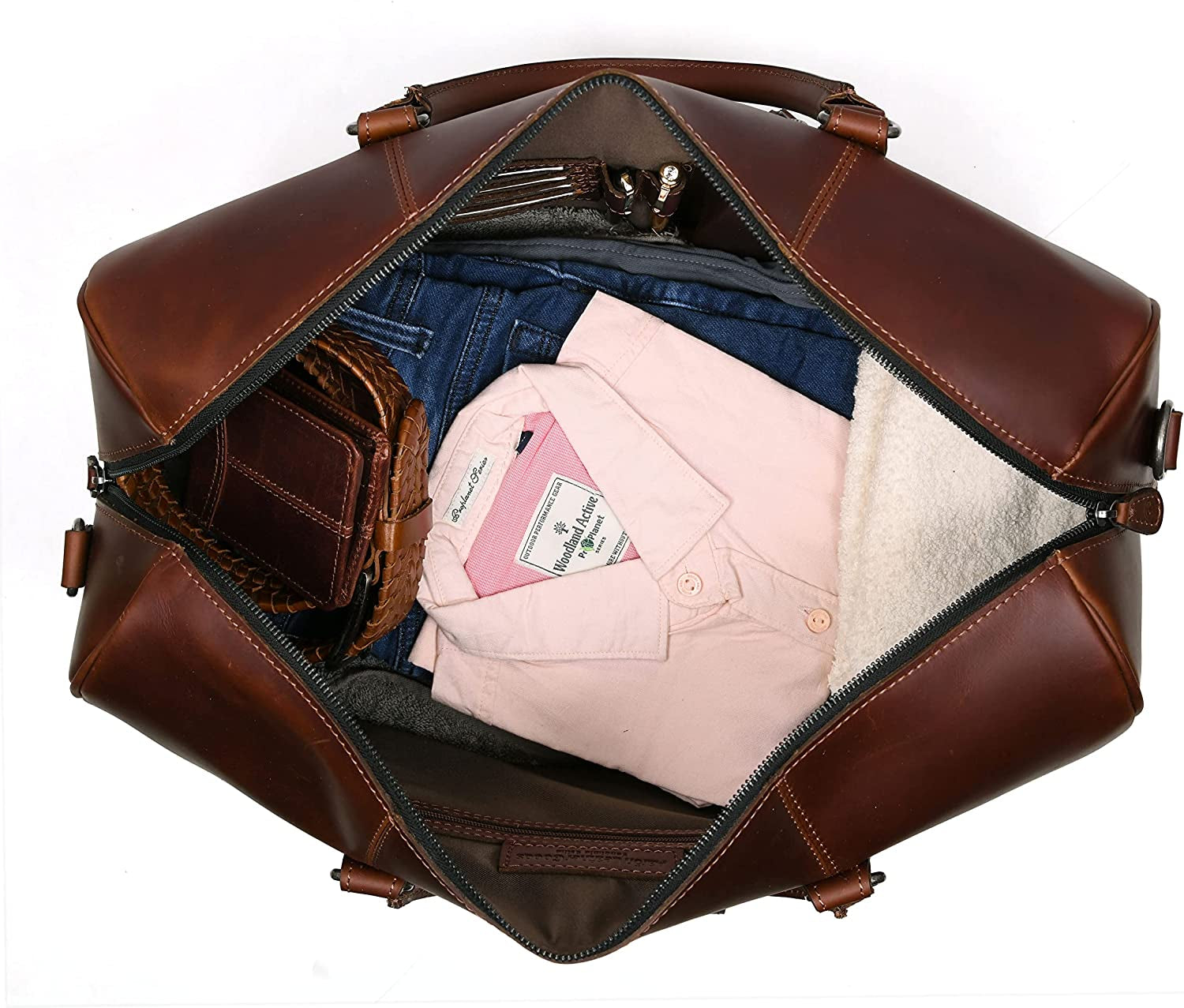 Leather Travel Duffel Bag | Gym Sports Bag Airplane Luggage Carry-On Bag | Gift for Father'S Day by Aaron Leather Goods