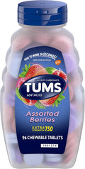 Extra Strength Assorted Berries Antacid Tablets for Heartburn Relief, 96 Count