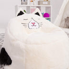Cute Soft and Comfy Bean Bag Chair for Kids, Large, Animal - Ivory Cat