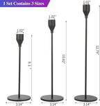 Set of 3 Black Candlestick Holders - Decorative Taper Candle Holders for Home Decor, Wedding, Dining, Party, Anniversary