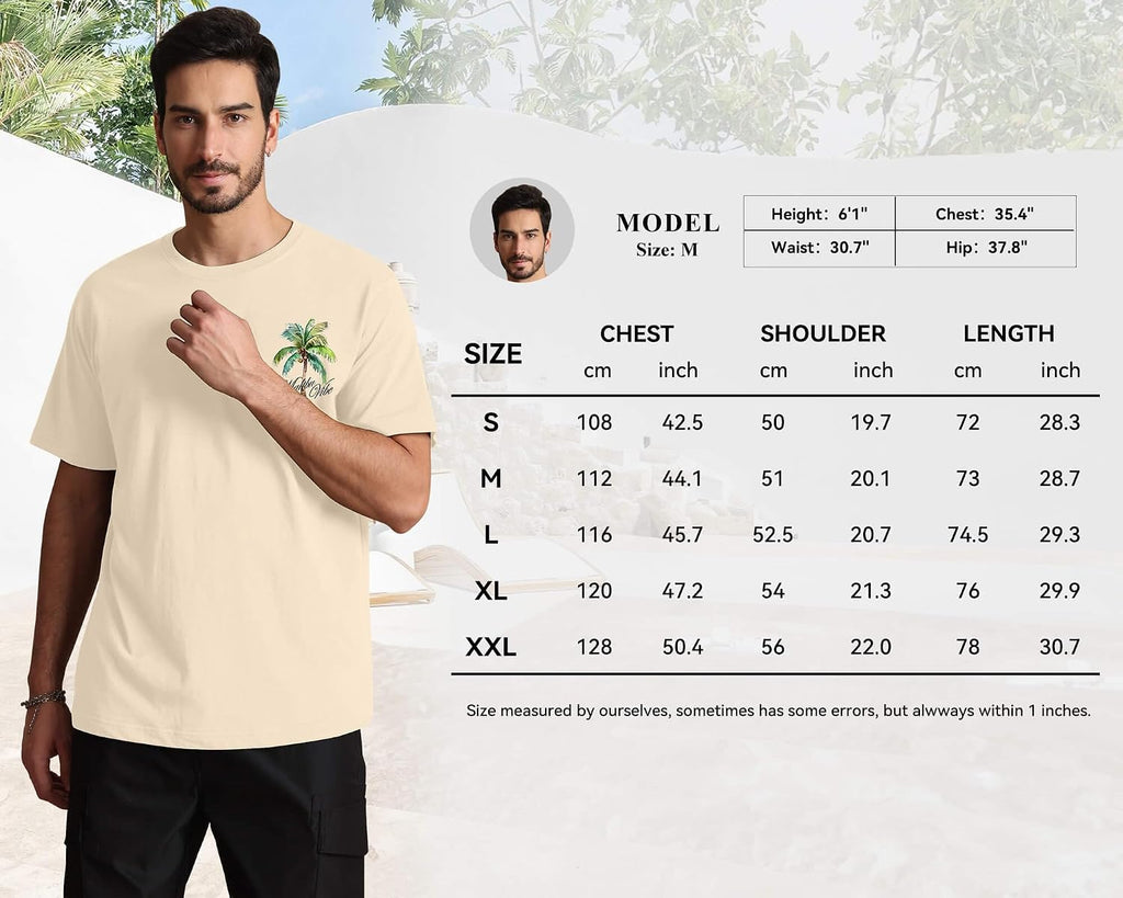Mens Malibu Vibe Palm Tree California Casual Short Sleeve T-Shirt | Perfect for Surf Travel Great for Beach Lovers West Coast Fans.
