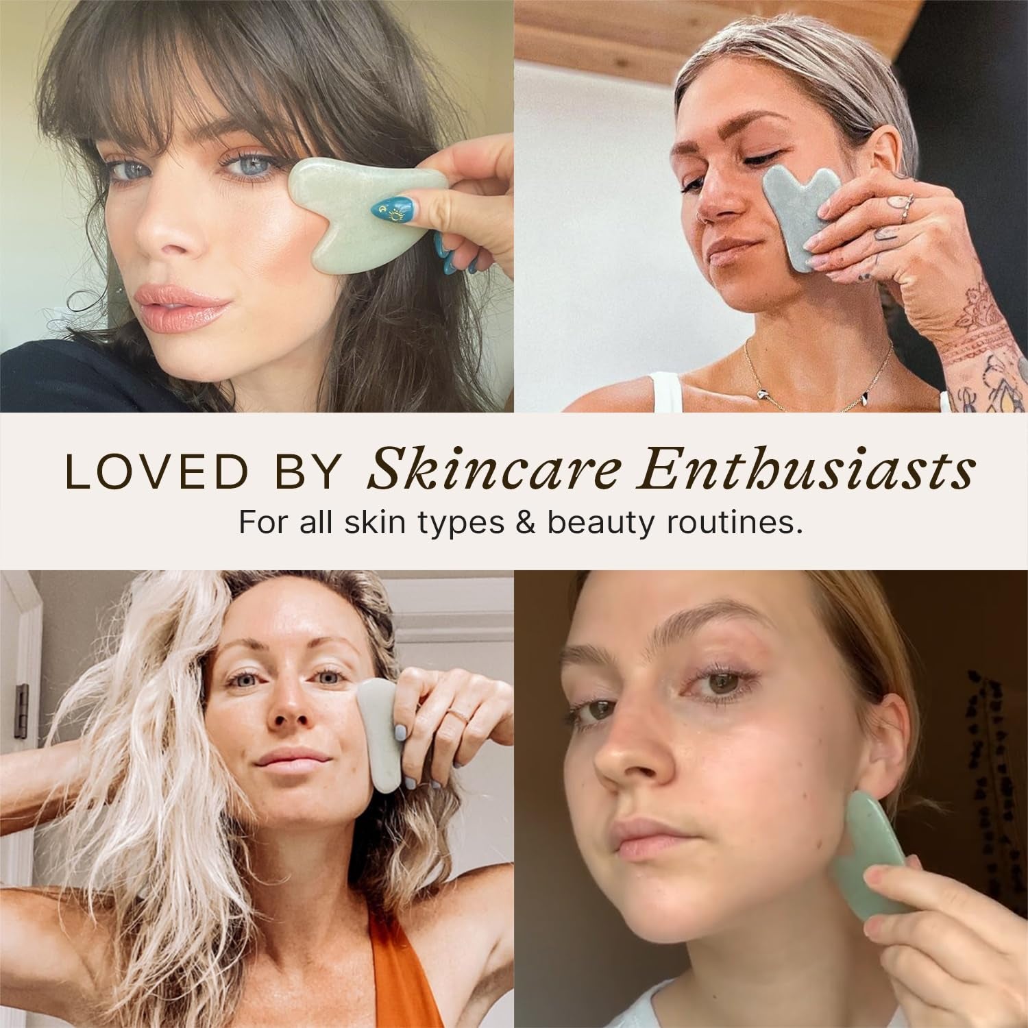 Jade Gua Sha Facial Tools - Face Sculpting & Massager Tool for Lymphatic Drainage & Jawline Sculpting, Guasha Tool for Face, Eye Depuffer Skin Care Tools
