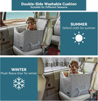Small Dog Car Seat, Pet Travel Car Booster Seat with Safety Belt, Washable Double-Sided Cushion and Storage Pocket for Small Pet (Small, Light Grey)