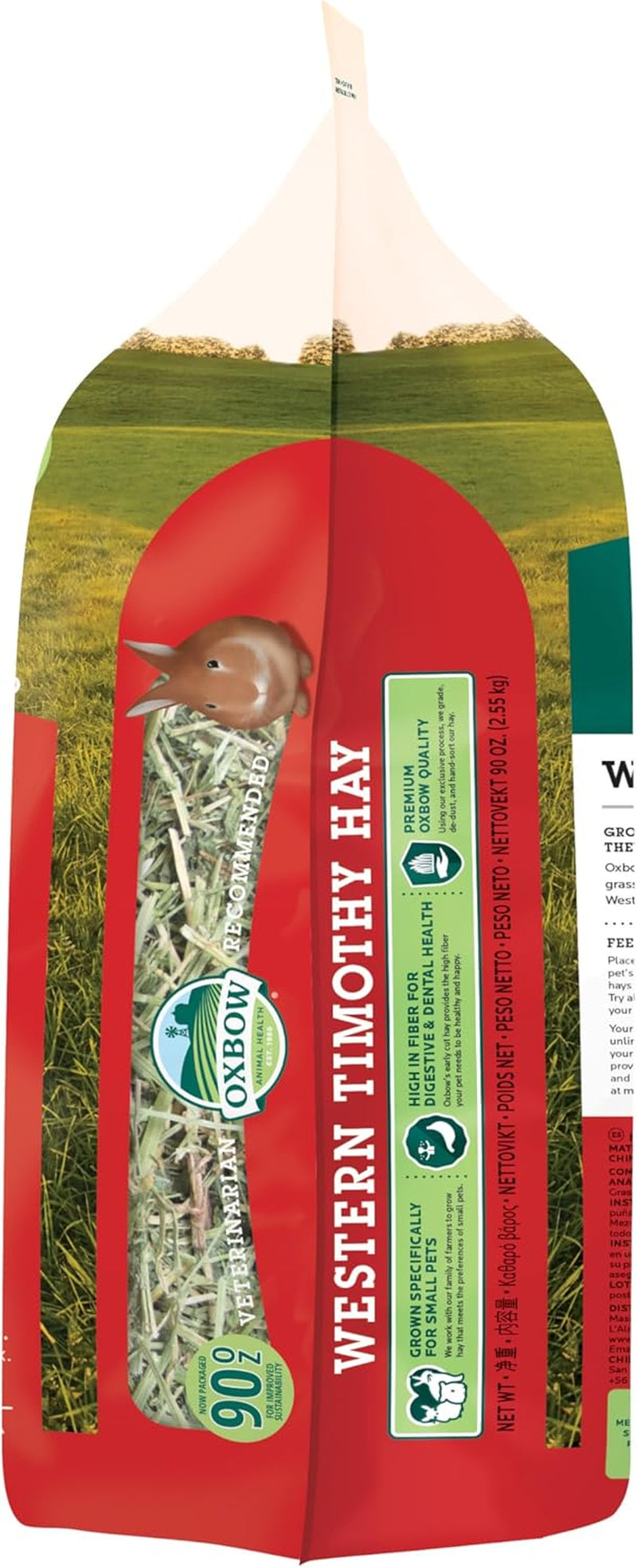 Western Timothy Hay, Rabbit & Guinea Pig Hay, High Fiber, USA, 90 Oz |  Timothy Hay, Bunny Hay for Rabbits, Guinea Pigs, Bunnies and Chinchillas, Hand-Sorted, De-Dusted, Made in USA