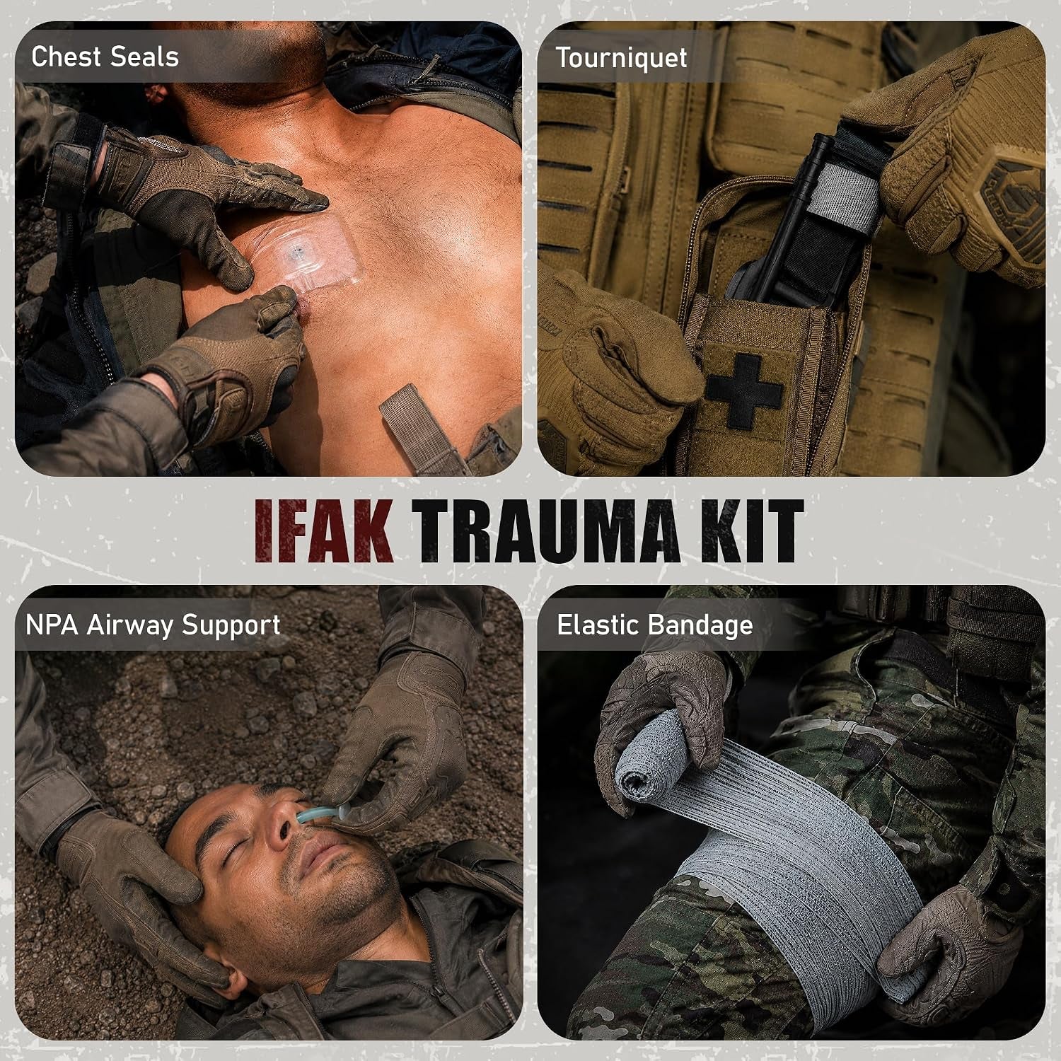 IFAK Trauma Kit 18Pcs, Tactical First Aid Kit | Venom Extractor & Emergency Blanket, Trauma Kit Combat Pack for Trauma Wound Care, Gunshot, Outdoor, Hiking, Car & Camping