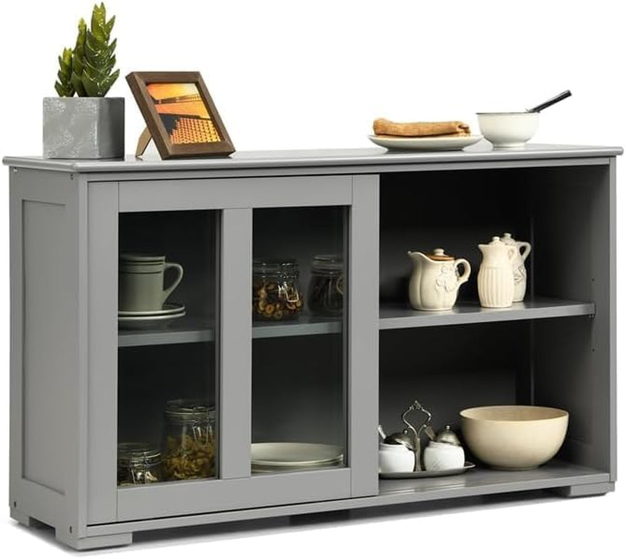 42" Small Buffet Sideboards Cabinet with Sliding Glass Door Home Furniture