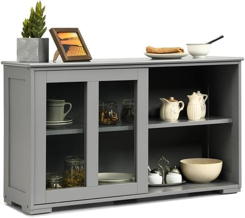 42" Small Buffet Sideboards Cabinet with Sliding Glass Door Home Furniture