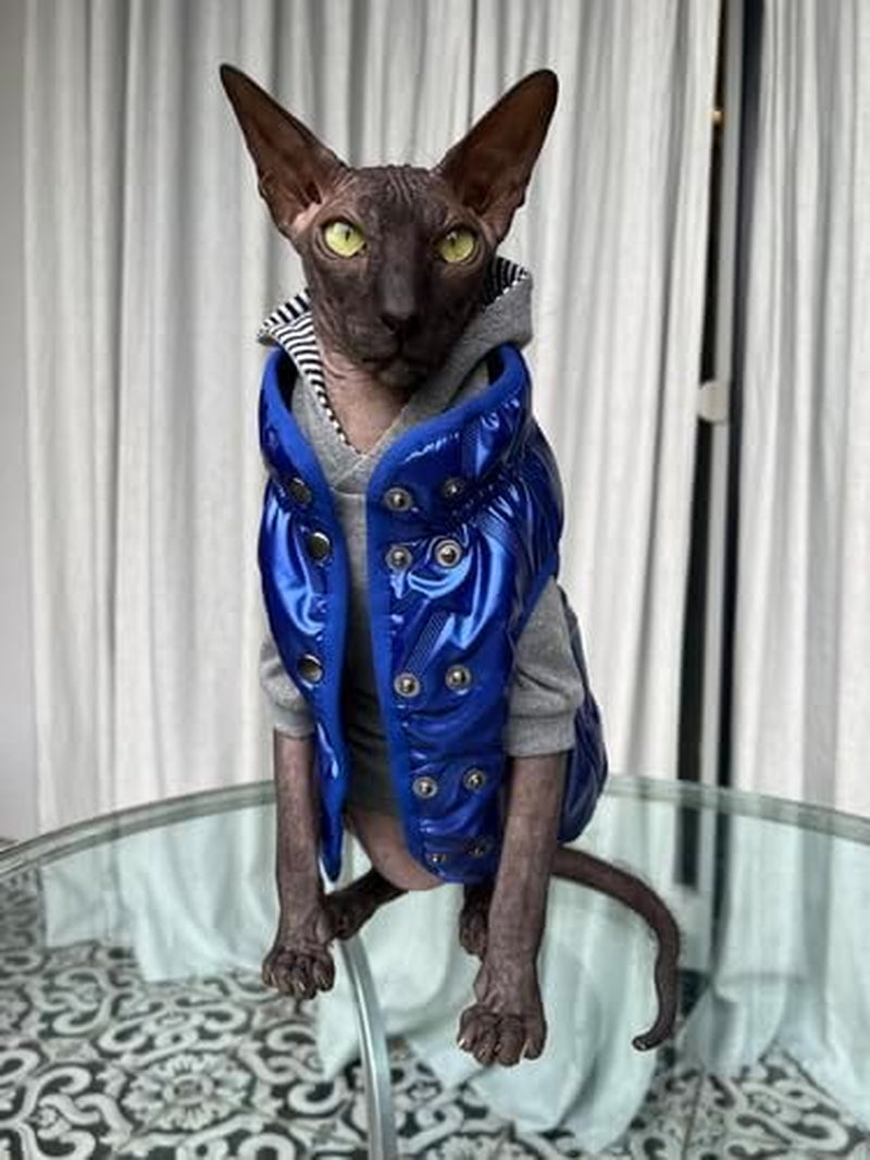 Padded Coat for Cats - Elevate Feline Fashion and Comfort! (Large, Navy Blue)