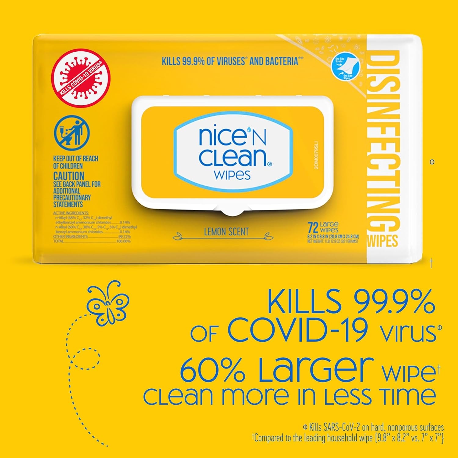 Disinfecting Surface Wipes 304Ct | Cleans & Disinfects Home & Kitchen Surfaces | Fresh & Lemon Scent