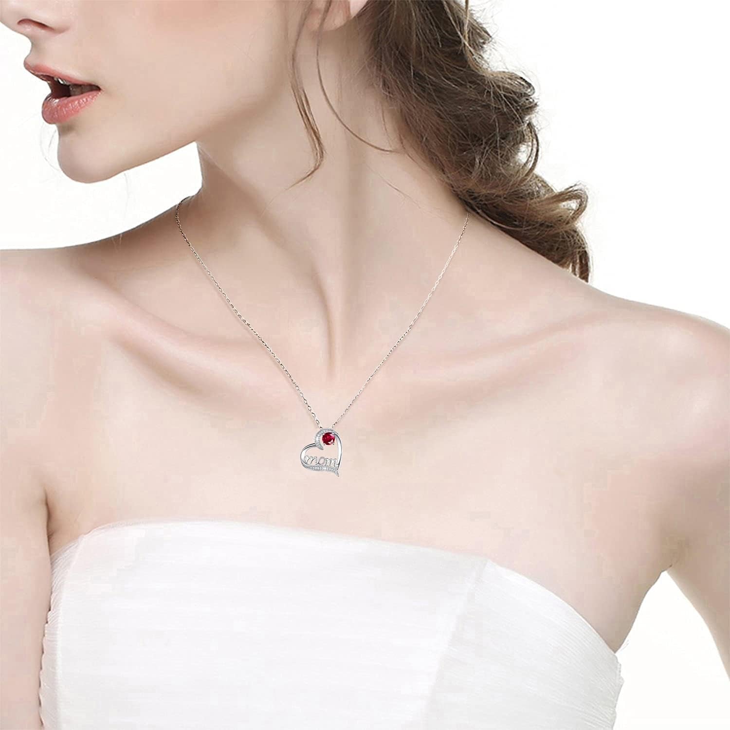 Birthday Gifts for Women 925 Sterling Silver Mom Necklace August September Birthstones Necklace Peridot Blue Sapphire and More Stones Jewelry for Her Love Heart Pendant Necklace