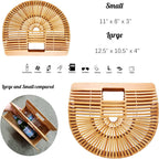 Womens Bamboo Handbag Handmade Large Tote Bag Straw Beach Bags | Beach Purse Size