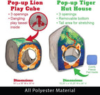 Safari Jungle Cat Play Set, Collapsible Pop-Up Cat Toys Combo with Cube, Tunnel & Hideout, Interactive Indoor Kitty Playhouse for Exercise, Hiding & Lounging