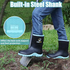 Rubber Boots for Women, Waterproof Mid Calf Women Rain Boots with Steel Shank, 6Mm Neoprene Insulated Rubber Garden Boots for Women Mud Working Farming Fishing