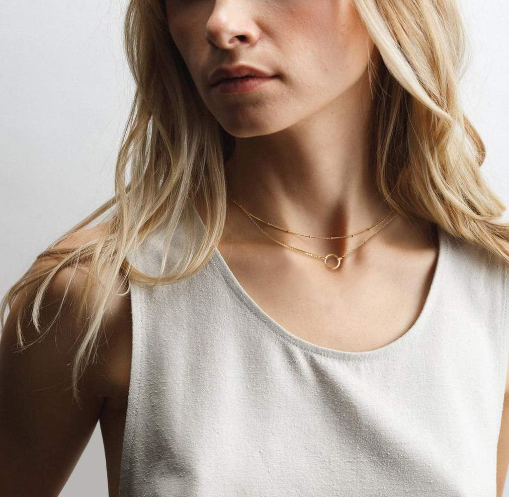 Dainty Pendant Layered Necklaces for Women | 18K Gold Plated Brass, 2-Piece Set with a Choker-Length Upper Layer, Wear Together or Separately, Refined Everyday Style