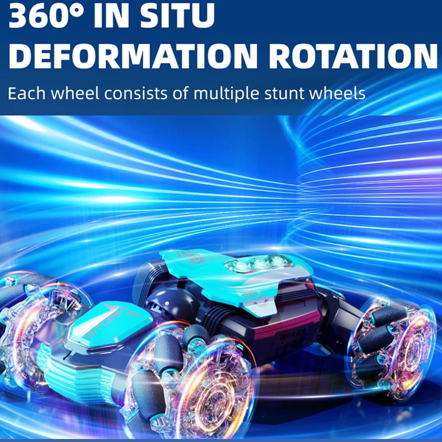 Remote Control Car, Hand Gesture Sensing RC Stunt Car with Light & Music, 2.4Ghz 4WD Gesture Sensing RC Stunt Car Toys, 360° Rotating All Terrains Monster Truck for Boys Kids