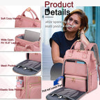 Lunch Backpack for Women,15.6 Inch Laptop Backpacks for Womens Back Pack, Travel Backpacks,Work Backpack for Women (Pink)