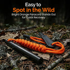 4 Inch Survival Ferrocerium Drilled Flint Waterproof High Spark Fire Starter | Ferro Rod Kit with Orange Paracord Landyard Handle and SS Striker