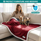 Dog Blanket for Small Medium Dogs Cats Puppies Kittens, Soft Sherpa Fleece Pet Blanket Throw, Reversible Plush Couch Cover Protector for Crate Carrier Chair, Machine Washable, 40X29, Dark Red