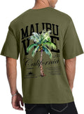 Mens Malibu Vibe Palm Tree California Casual Short Sleeve T-Shirt | Perfect for Surf Travel Great for Beach Lovers West Coast Fans.