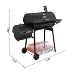 30" Barrel Charcoal Grill with Smoker and Side Table