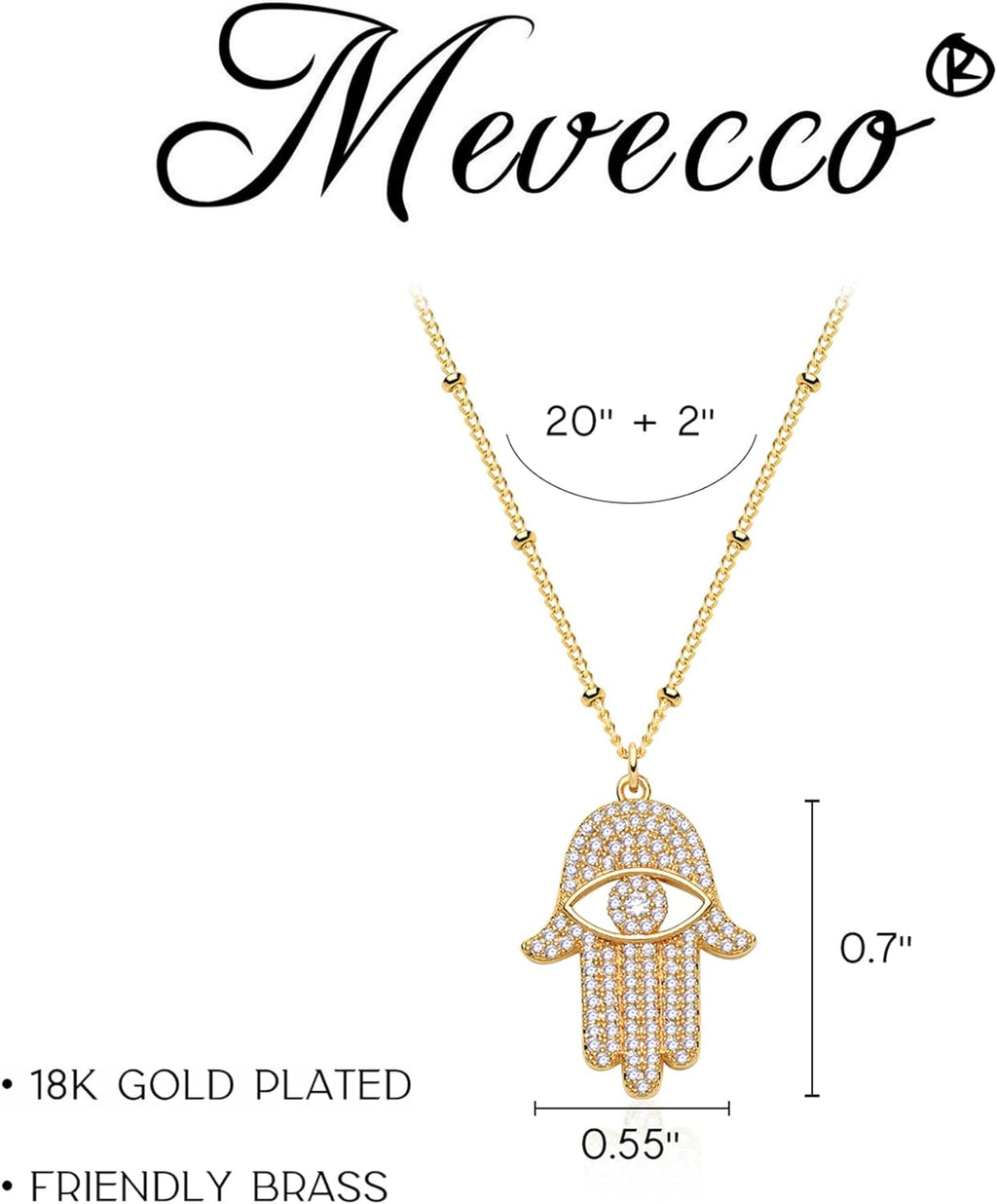 Gold Dainty Evil Eye Necklace for Women 18K Gold Plated Cute Delicate Solitaire Cubic Zirconia Boho Protection Evil Eye Minimalist Simple Necklace