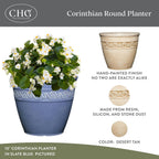 Classic Home and Garden by Growscape Corinthian Planter Pot(10" Desert Tan) | Classic Resin Plant Pots, Lightweight Indoor Outdoor Planter, Weather-Resistant, Great for Patio, Home & Garden Decor Accent