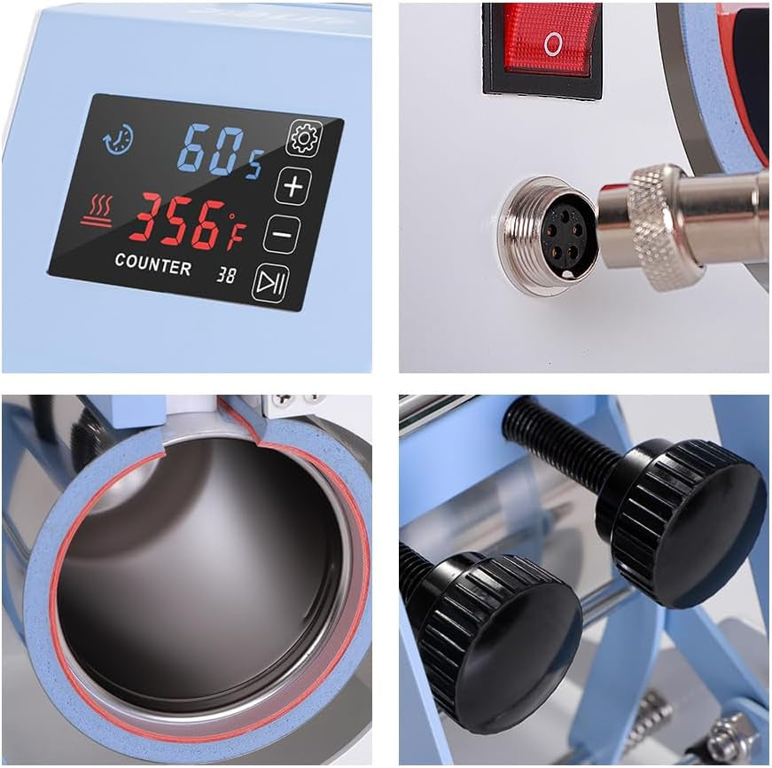 110 V Mini Max 40 OZ Tumbler Heat Press Machine Light Blue V4.0 | Mug Heat Press Touch Screen for 40 OZ Sublimation Tumbler with Handle Sublimation Printing