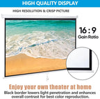 Projector Screen Pull down 80 Inch 16:9 HD Projection Screen Folding Home Theater Portable Indoor Outdoor Movie Screen