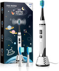 Kids Electric Toothbrush with Sonic Motor, 5 Cleaning Modes, Smart Timer, Rechargeable Wireless Charging, Soft Bristle Replacement Brush Heads for Ages 3 and Up