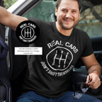 Real Cars Don'T Shift Themselves Funny Mechanic Graphic T-Shirt for Men | Funny Car and Mechanic Graphic for Men, Automotive Humor Design, Novelty Tee Gift for Drivers and Gearheads